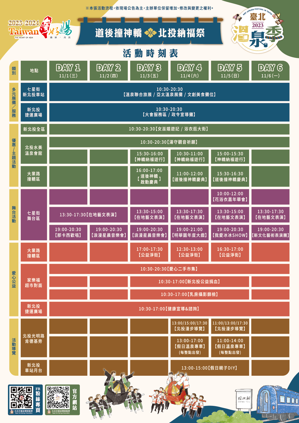 2023臺北溫泉季，道後撞神轎，北投納福祭【活動時刻表】